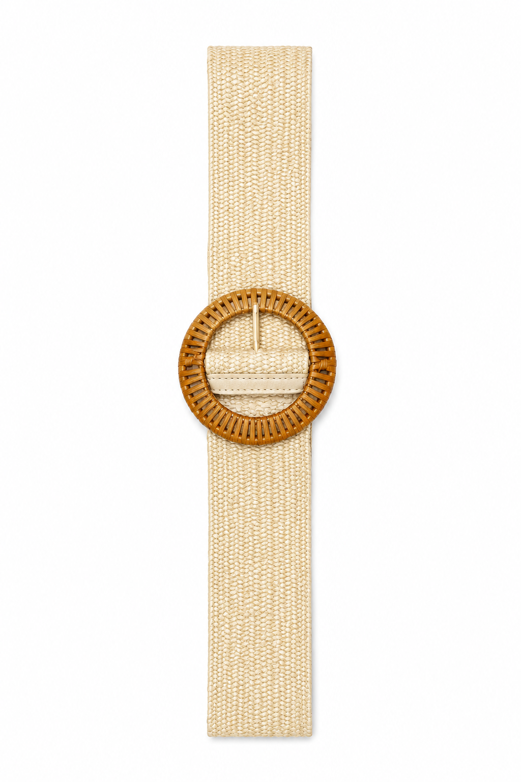 Słomkowy pasek elastyczny z okrągłą klamrą boho – beżowy_D001.png