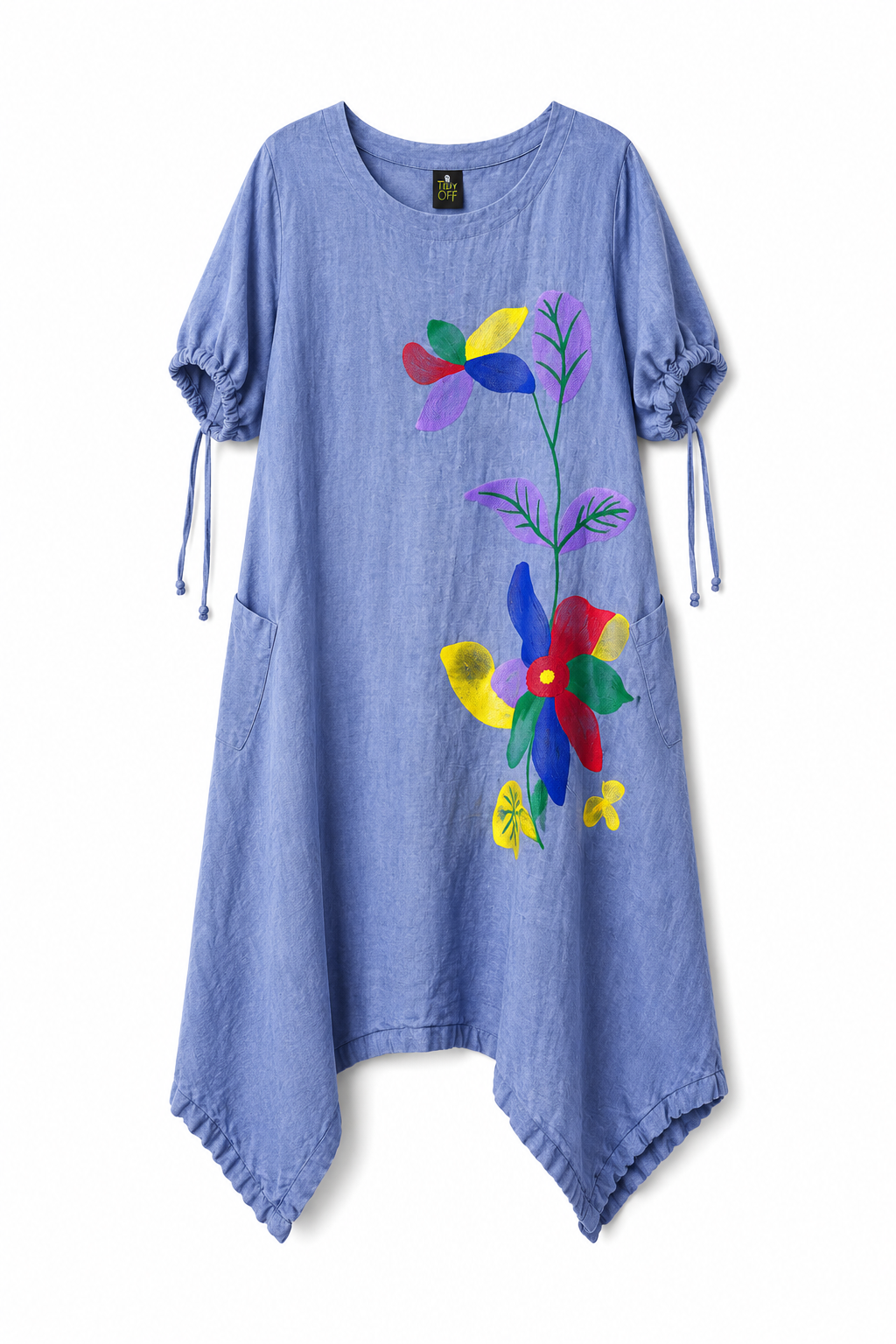 Niebieska sukienka oversize z kolorowym motywem kwiatowym_SU006.png