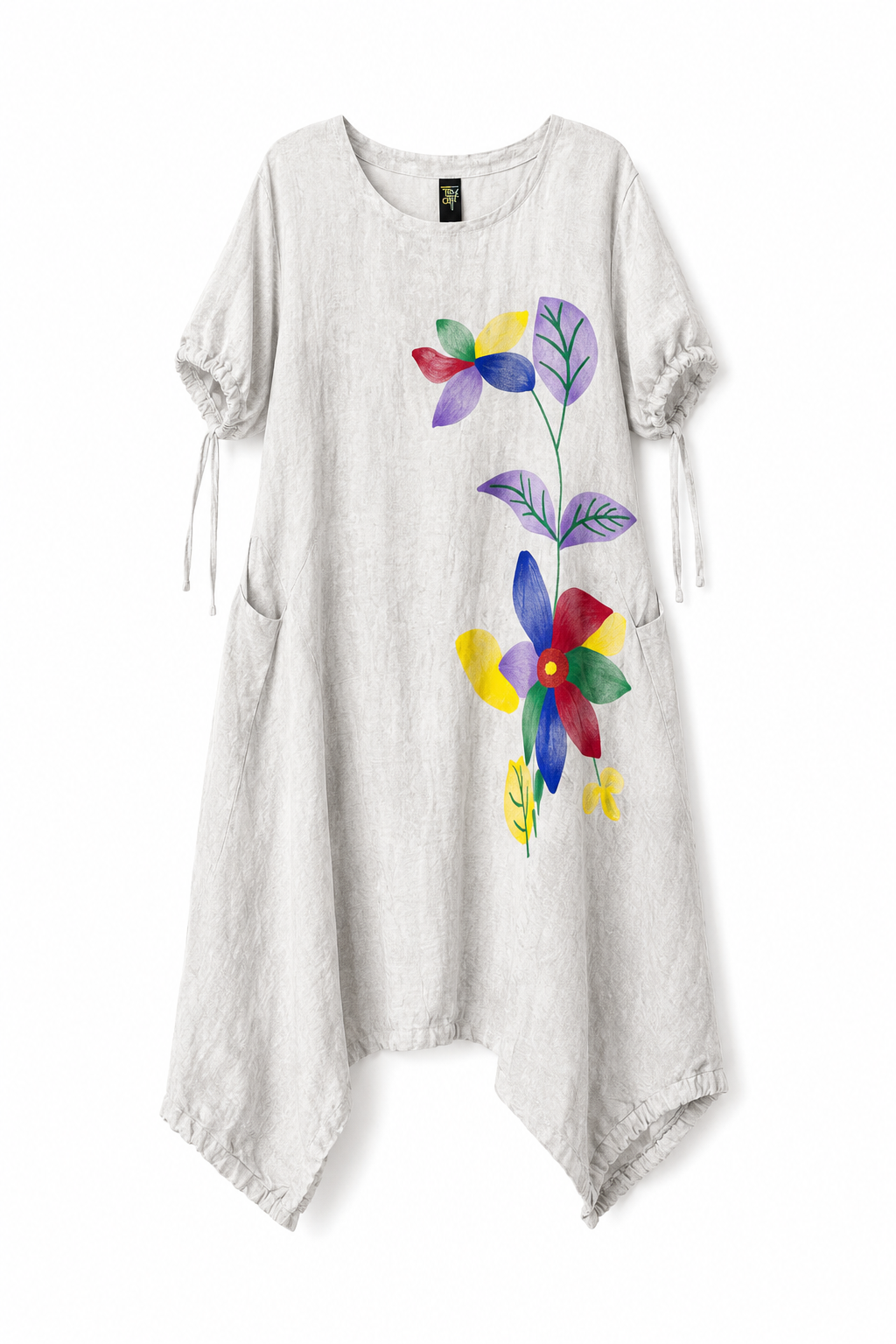 Sukienka oversize z kolorowym motywem kwiatowym Off White_SU007.png
